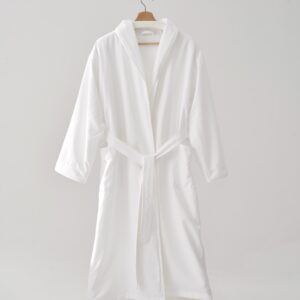 white cotton bathrobe