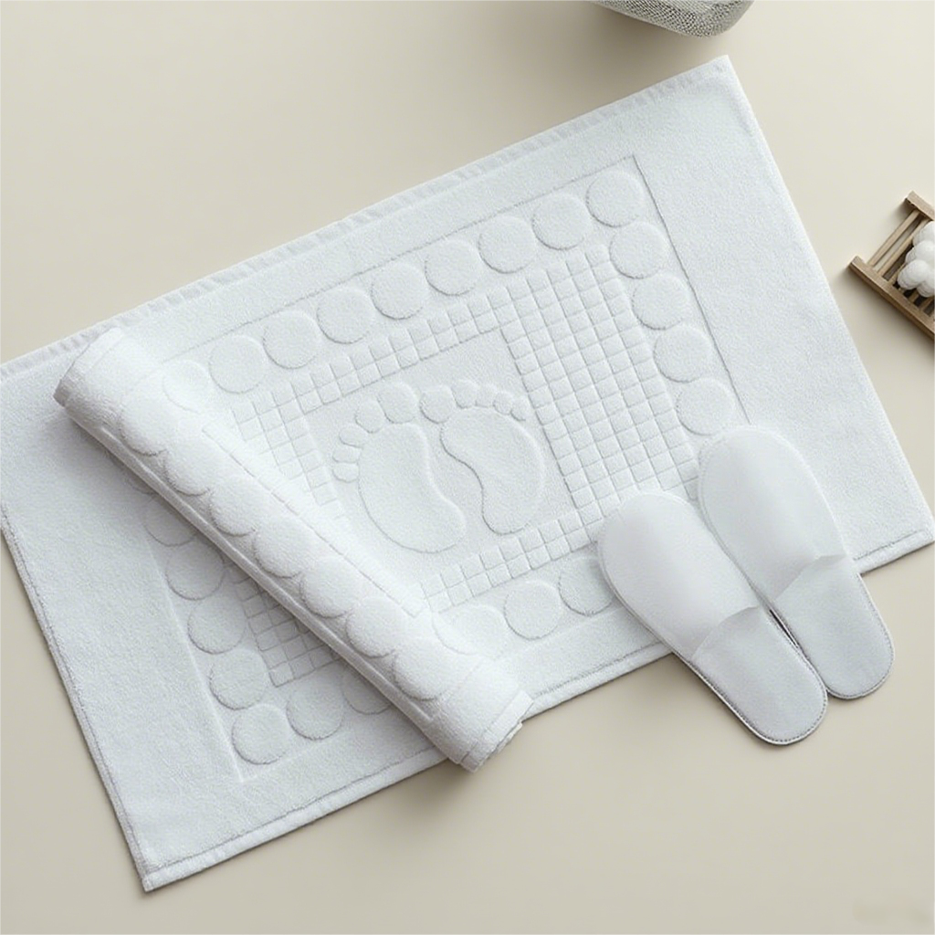 white bath mat